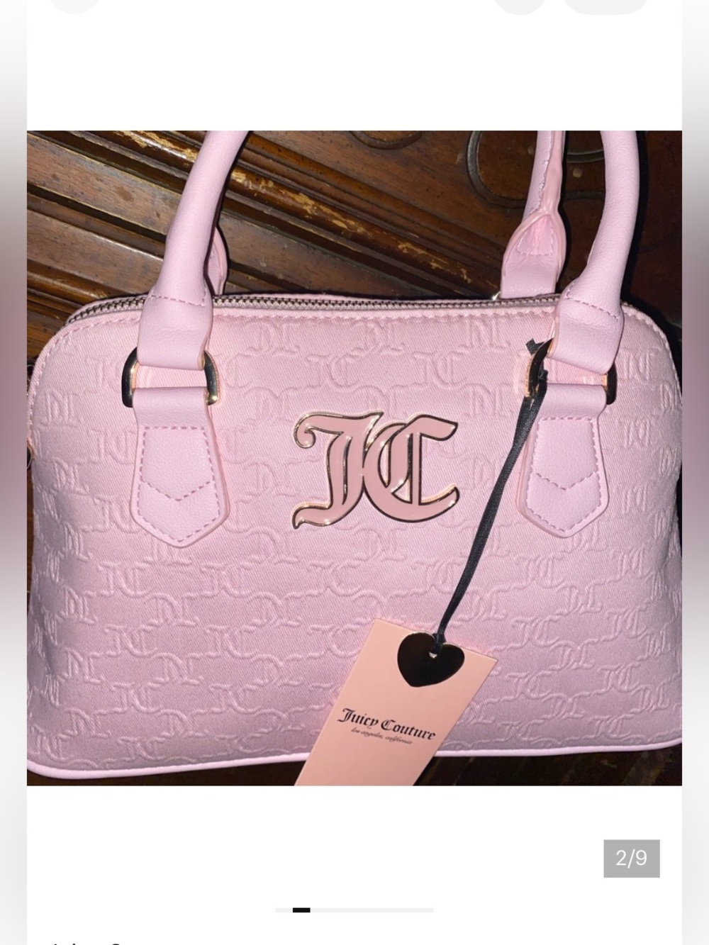Juicy Couture Pink Embossed Satchel with Gold Logo